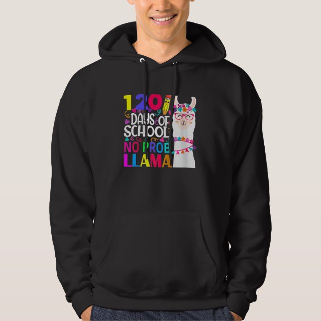 Moletom 120 Days Of School No Prob llama Llama Teacher And (Frente)