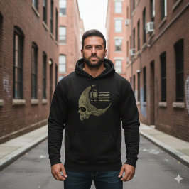 Moletom 1776 American Flag Skull Crescent Moon Hoodie