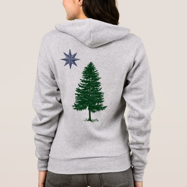 Moletom 1901 bandeira de Maine - Hoodie do fecho de correr (Verso)