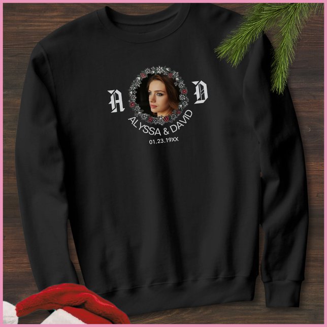 Moletom 1 Foto Monograma Marido e Nome de Mulher Masculino (Criador carregado)