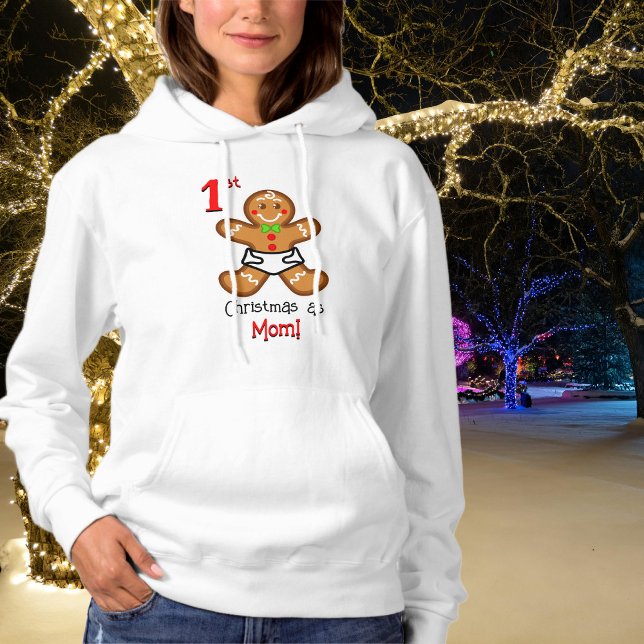 Moletom 1 rua de Natal como Mãe-Bebê Gengerpão XmaS doce (Show off your first Christmas with a new family member!)