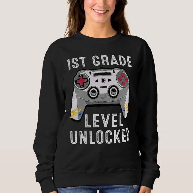 Moletom 1st Grade Level Unlocked Gamer First Day Of School (Frente)
