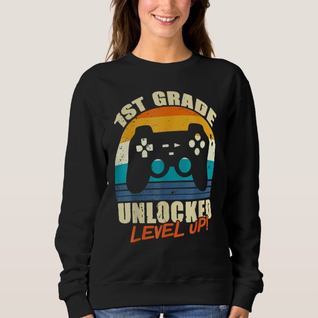 Moletom 1st Grade Unlocked Level Up Gamer Back To School F (Frente)