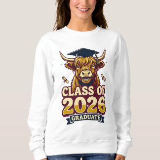 Moletom 2026 graduation design featuring a highland cow 