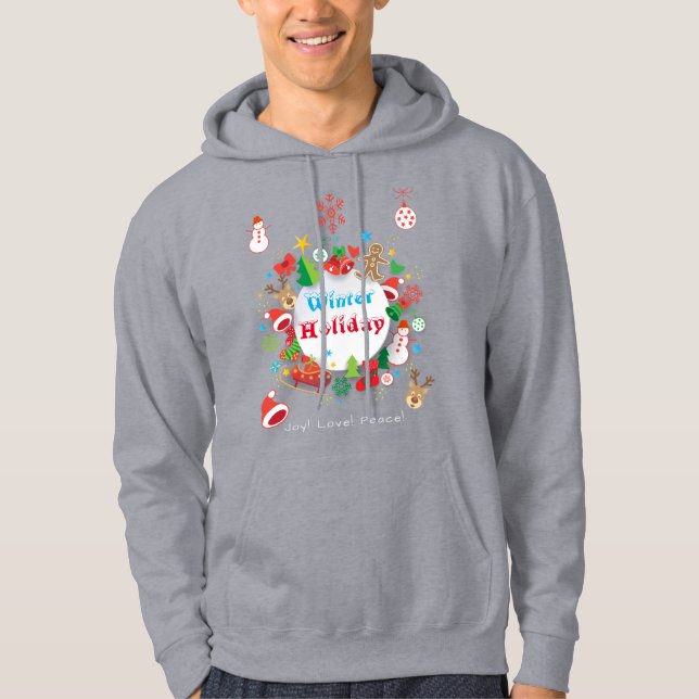 Moletom 20XX Hello Winter Holiday Symbols Pattern (Frente)