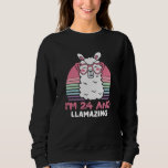 Moletom 24 Year Old Bday Llamazing 24th Birthday Llama<br><div class="desc">Retro Vintage Style Birthday Gift Design Perfect To Pair With Shorts,  Leggings Or Jeans For A Casual Yet Trendy Look. Humorous Funny Humor Birthday Gift Outfit For Family Member,  Loved One Or Yourself. Matches Loads Of Clothes. GET YOURS TODAY!</div>