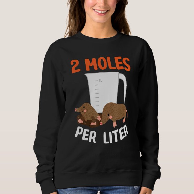 Moletom 2 Moles por litro de Design de Química de Ciência  (Frente)