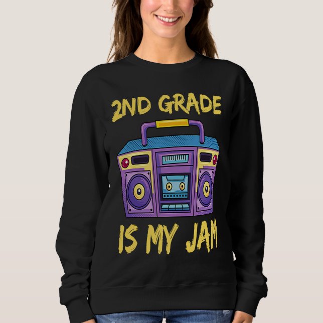Moletom 2nd Grade Is My Jam School Retro 80s Boombox Stude (Frente)