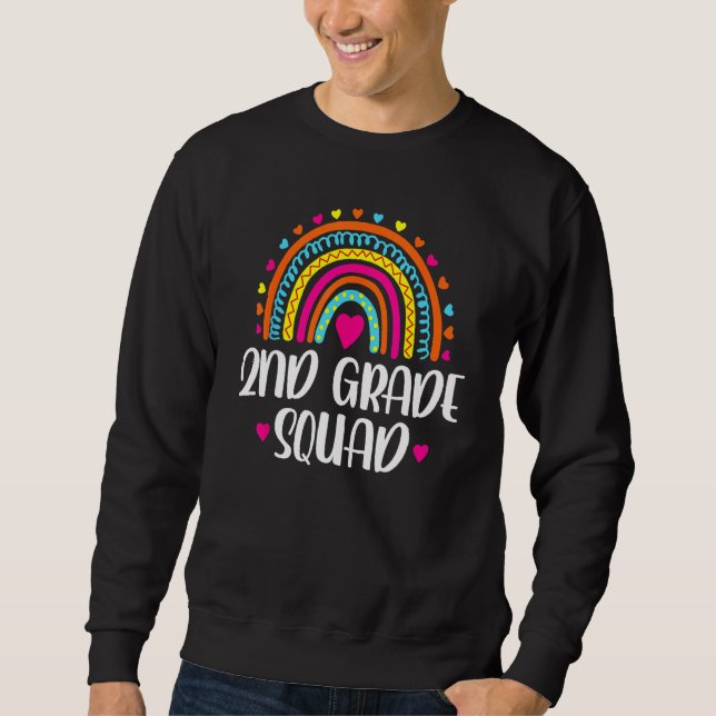 Moletom 2nd Grade Squad Teacher  Rainbow  Back To School (Frente)