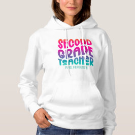 Moletom 2nd Grade Teacher Colorful Ombre Typography