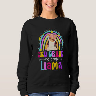 Moletom 2nd Grade Teacher Rainbow No Prob Llama 100 Days o