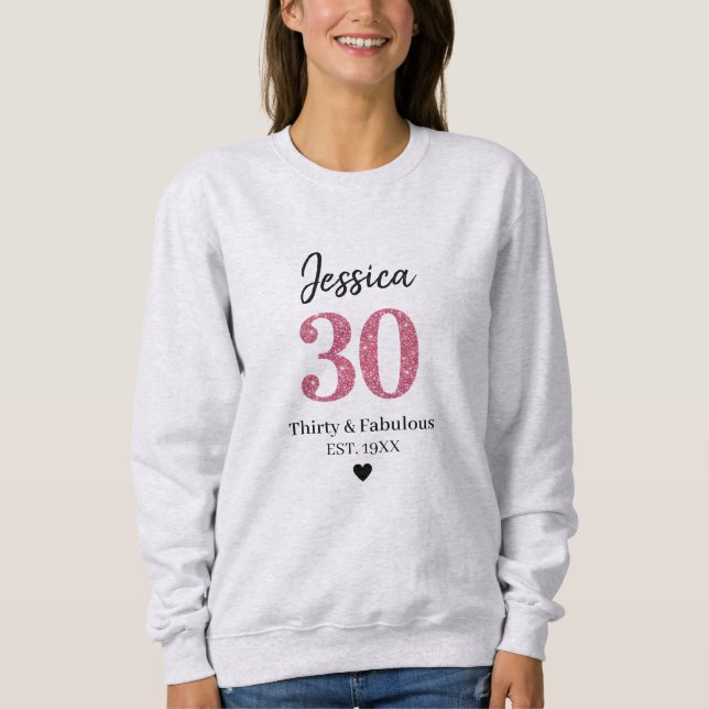 Moletom 30th birthday womens tshirts thirty milestone Pink (Frente)
