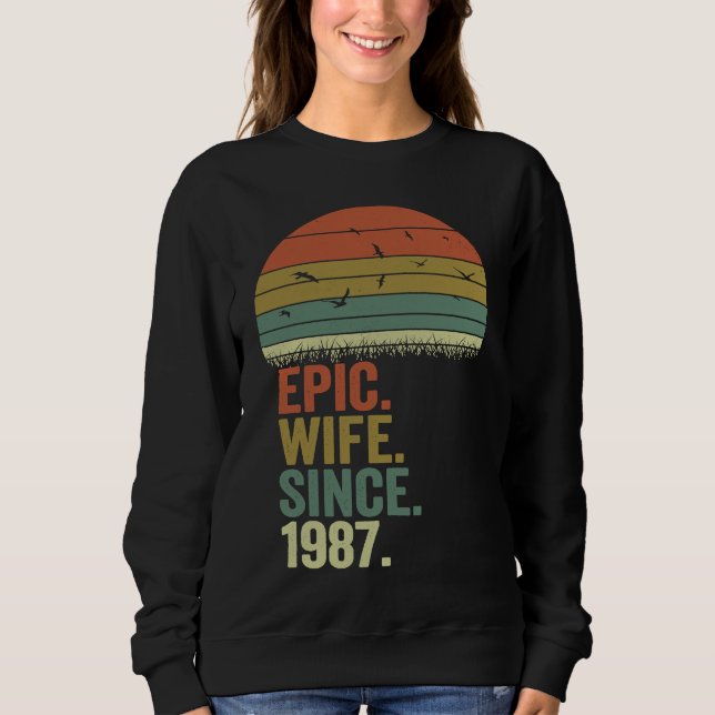 Moletom 35th Wedding Anniversary Women  Epic Wife Since 19 (Frente)