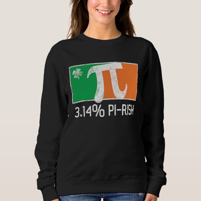 Moletom 3 14 Pi Rish St Patrick's Day Irish Flag C Distres (Frente)