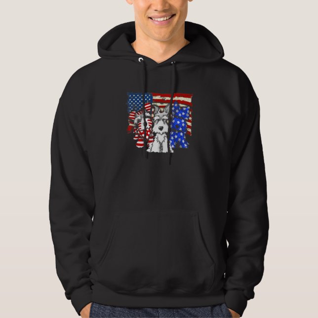Moletom 3 Cães Schnauzer Bandeira Americana (Frente)