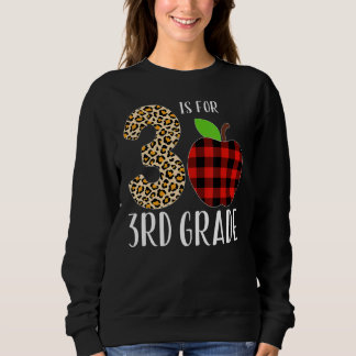 Moletom 3 Is For 3rd Grade Teacher Leopard Buffalo Plaid S