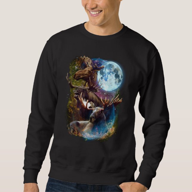 Moletom 3 Moon Moose Deer Elk Animal Graphic (Frente)
