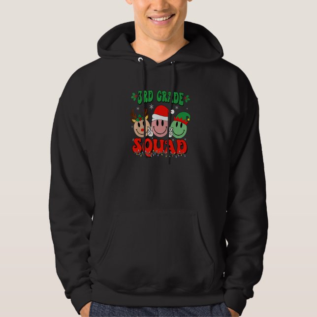 Moletom 3rd Grade Squad Retro Groovy Christmas Teacher Lif (Frente)