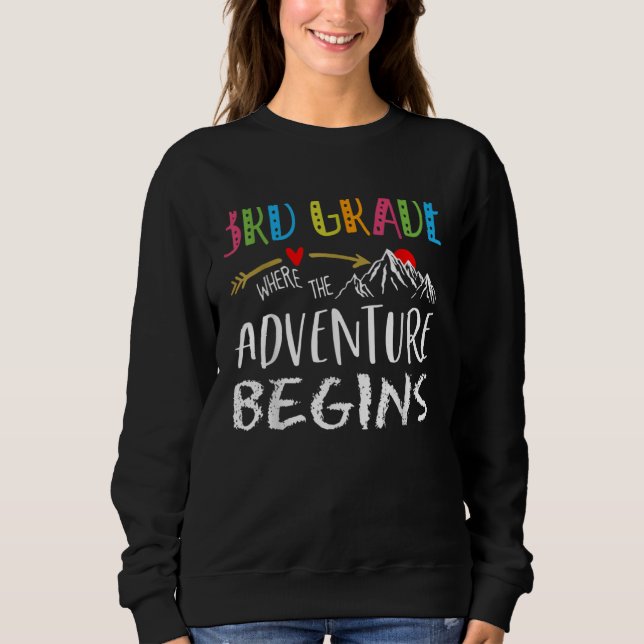 Moletom 3rd Grade Where The Adventure Begins Teacher back  (Frente)