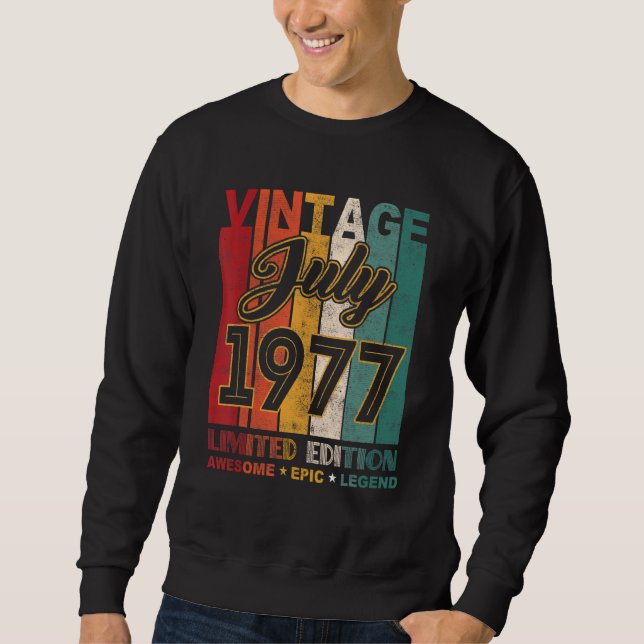 Moletom 45º Aniversário Vintage julho de 1977 (Frente)
