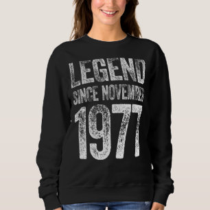 Moletom 45. º aniversário Novembro Nascer 45 anos Legenda 