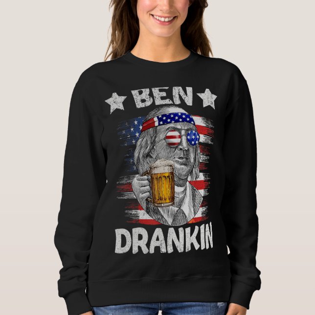 Moletom 4 De Julho Ben Drankin Bebendo Beer Benjamin Fra (Frente)