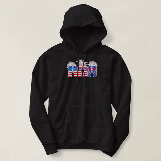 Moletom 4 de julho Chinelos Red White Blue American Fla (Frente do Design)