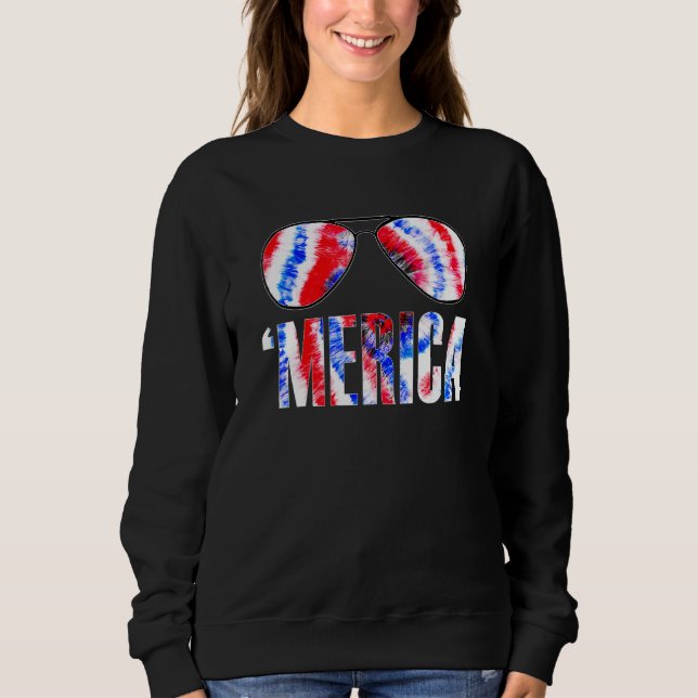 Moletom 4 De Julho Da América Merica Flag Tie Dye Sunglass (Frente)
