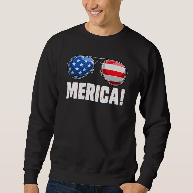 Moletom 4 de julho de Merica American Flag Sunglass Boys G (Frente)