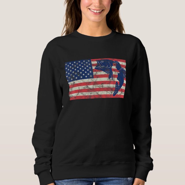 Moletom 4 De Julho Dos Eua Bandeira Pesca (Frente)