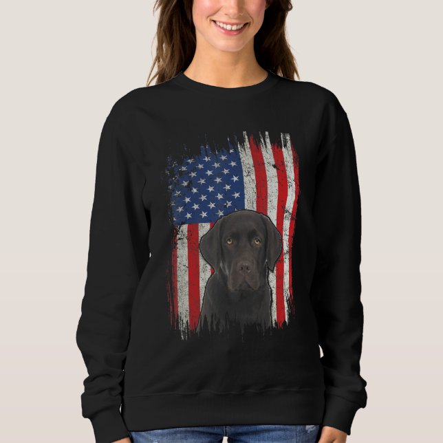 Moletom 4 De Julho Labrador American Flag Patriotic Choco (Frente)