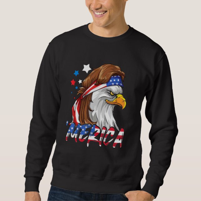 Moletom 4 De Julho Merica Eagle Mullet Usa Flag Americano (Frente)