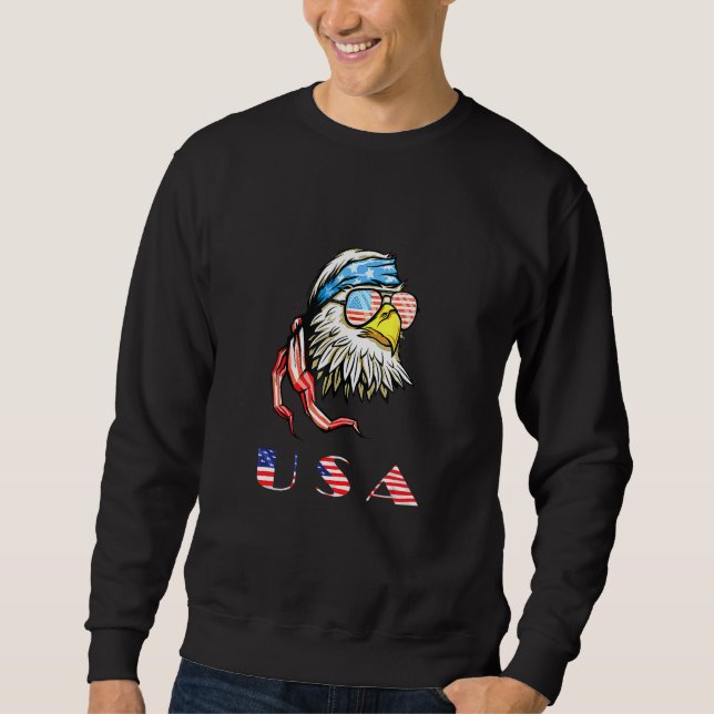 Moletom 4 De Julho Merica Usa Flag Bald Eagle Patriotic V (Frente)