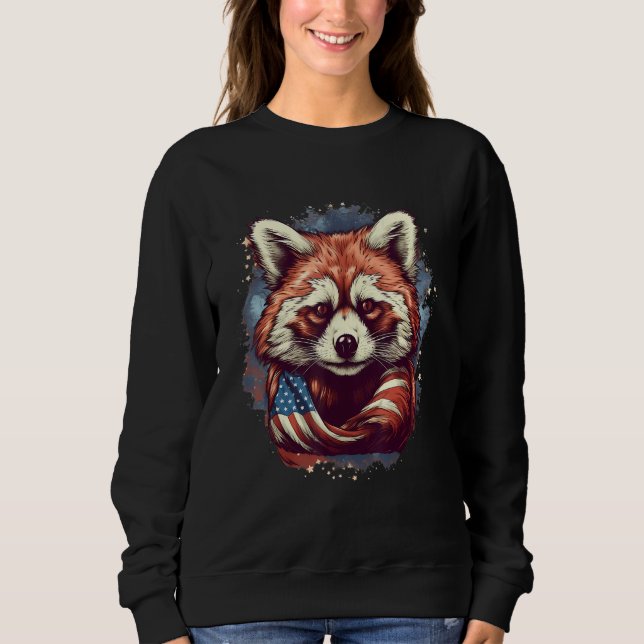 Moletom 4 De Julho Panda Vermelho Bandeira Dos EUA 2 (Frente)