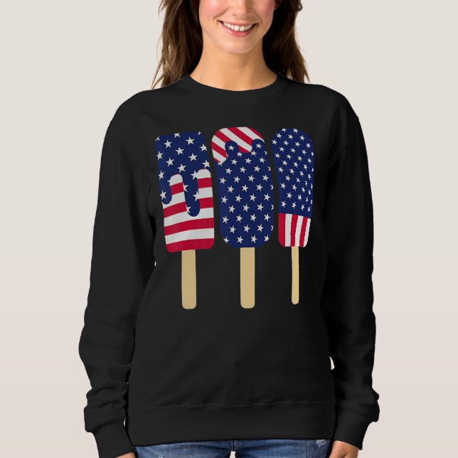 Moletom 4 De Julho Popsicle Patriotic American Flag Memor (Frente)
