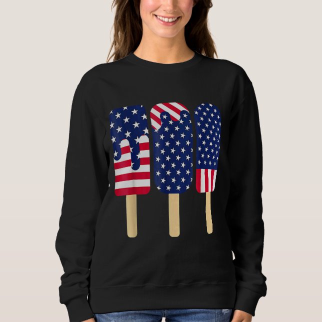 Moletom 4 De Julho Popsicle Patriotic American Flag Memor (Frente)