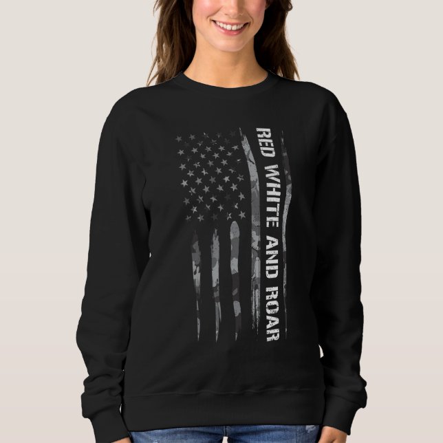 Moletom 4 de julho Red White and Roar American Flag (Frente)