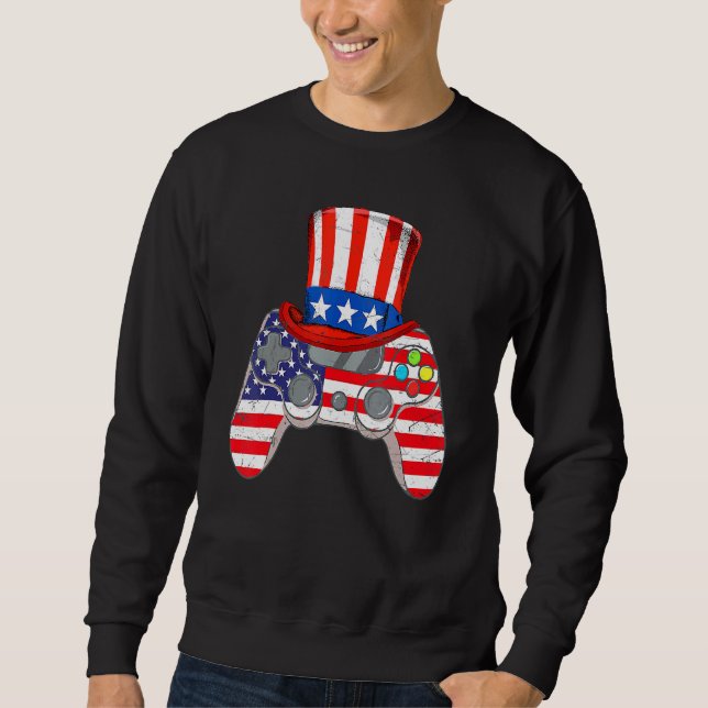Moletom 4 de julho Vídeo Jogo American Flag Tio Sam Gam (Frente)