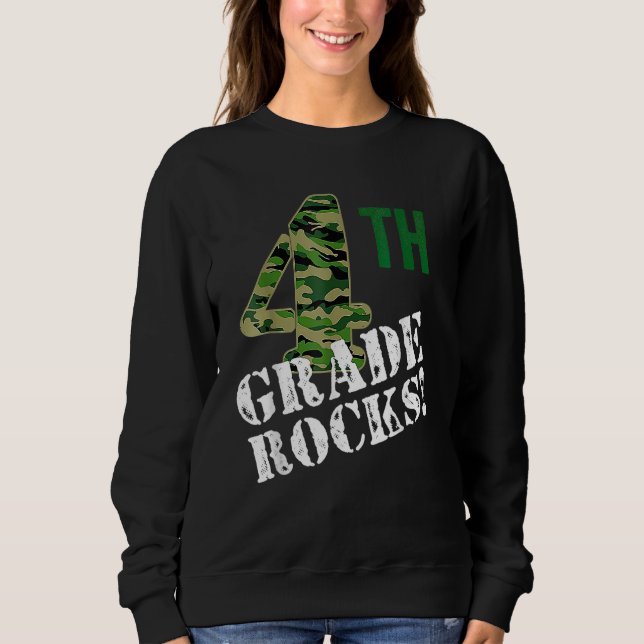 Moletom 4th Grade Rocks Camo Fourth Grader Back To School  (Frente)