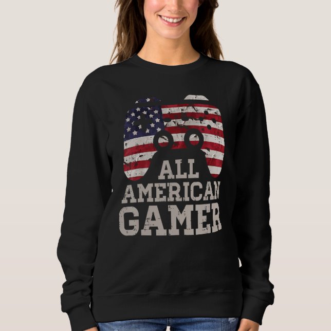 Moletom 4th July All American Gamer Patriot Men Boys Kids  (Frente)