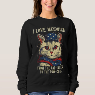 Moletom 4th July Cat Mom I Love Meowica Patriotic Cat Wome