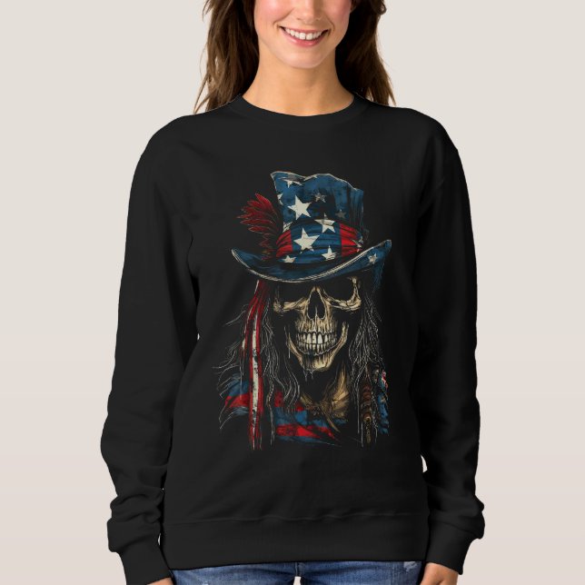 Moletom 4th July Y'allternative USA Flag Western Skull Men (Frente)