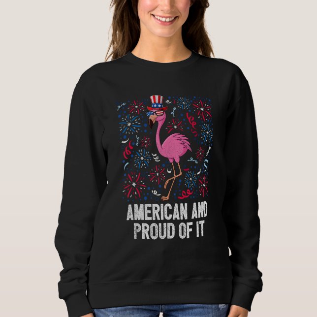 Moletom 4th Of July American And Proud Of It Flamingo US F (Frente)