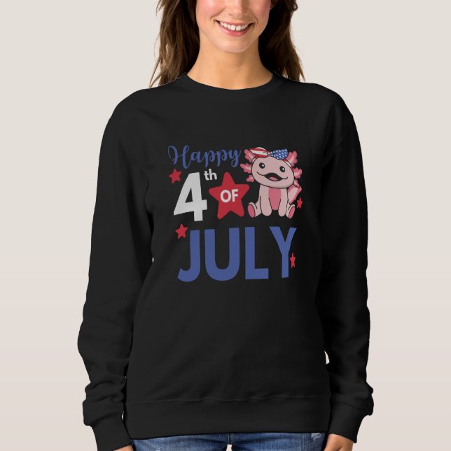 Moletom 4th Of July American Axolotl For Kids Cute Usa Axo (Frente)