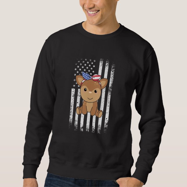Moletom 4th Of July American Deer For Kids Cute Usa Deer   (Frente)