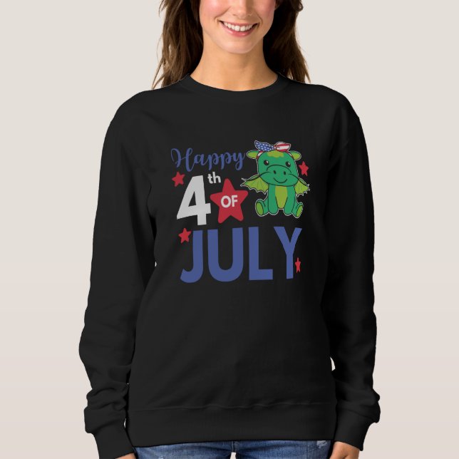 Moletom 4th Of July American Dragon For Kids Cute Usa Drag (Frente)