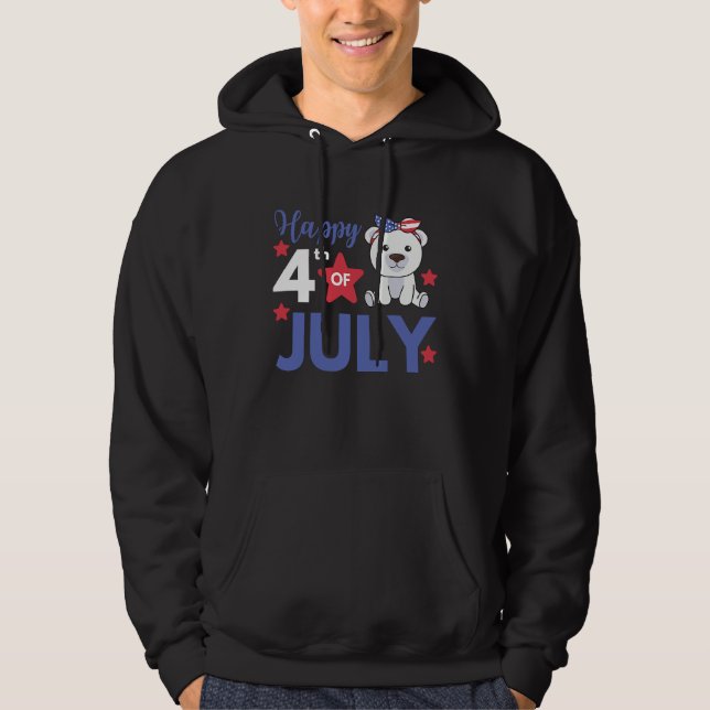 Moletom 4th Of July American Polar Bear For Kids Cute Usa  (Frente)