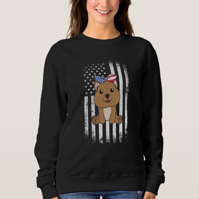 Moletom 4th Of July American Quokka For Kids Cute Usa Quok (Frente)