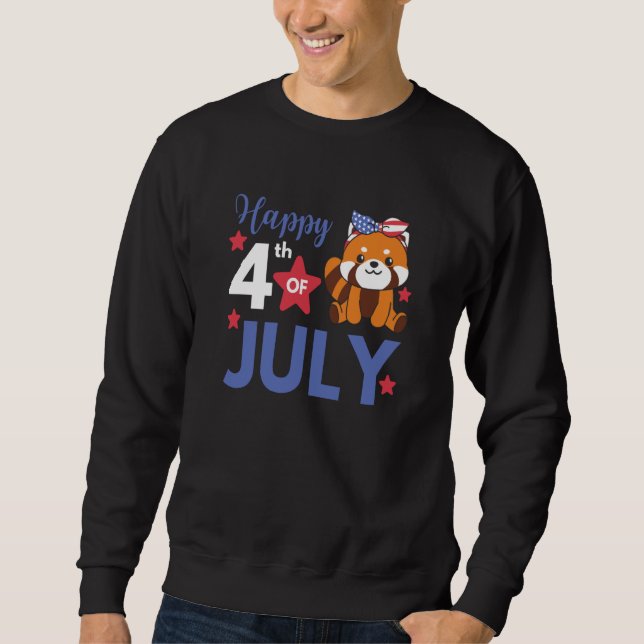 Moletom 4th Of July American Red Panda For Kids Cute Usa R (Frente)