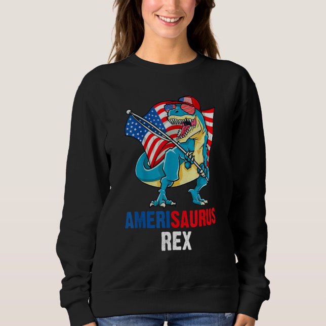 Moletom 4th of July Amerisaurus Rex American Flag T Rex Di (Frente)